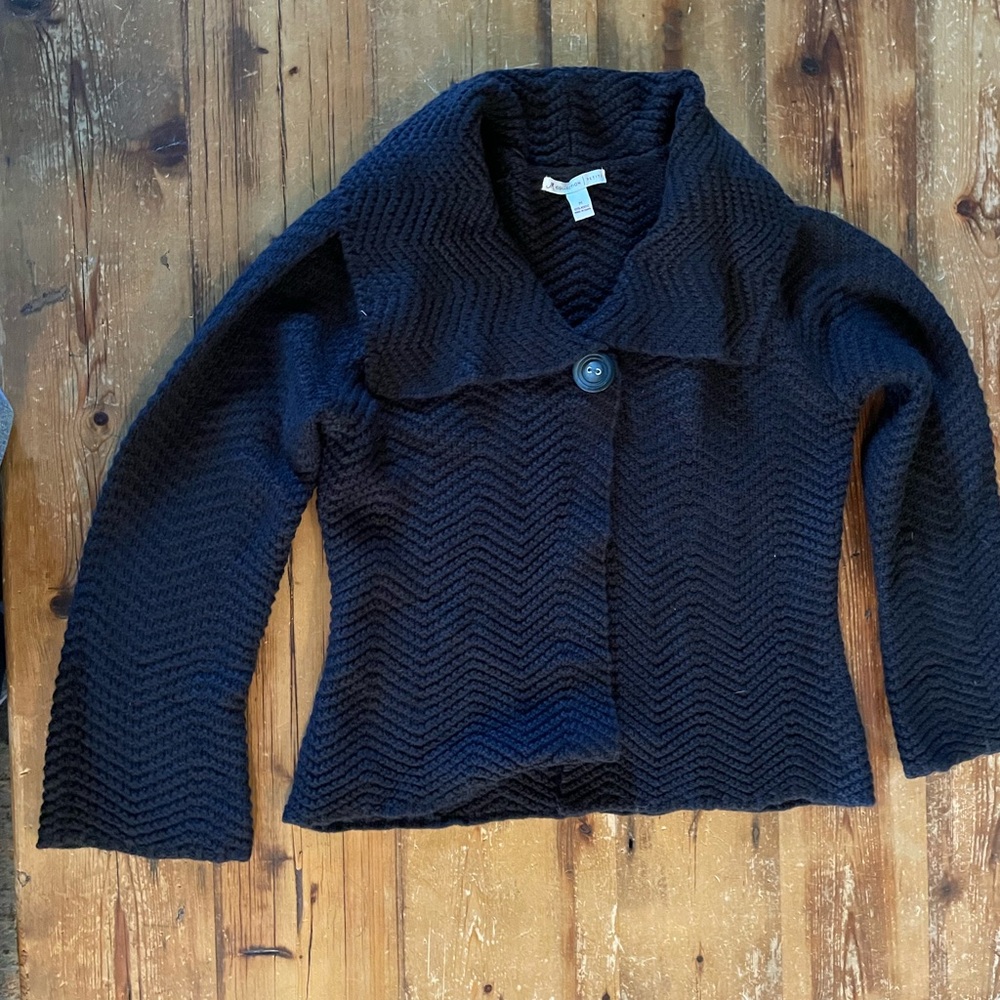 Black Button at top sweater